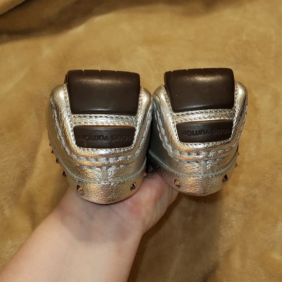 AUTHENTIC Louis Vuitton Silver Studded Driving Loafers EU37.5 PERFECT CONDITION - Picture 11 of 16